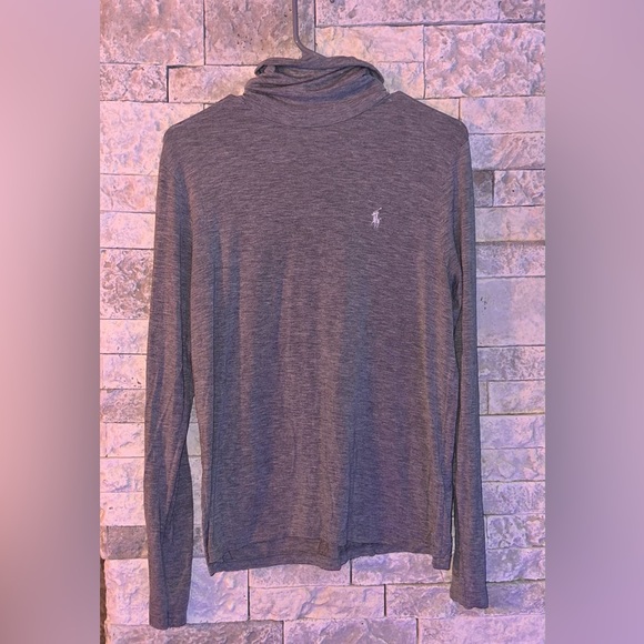 Ralph Lauren T-Shirt Womens XL Gray Pony Logo Turtleneck Long Sleeve - Picture 1 of 10